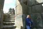 PICTURES/Cusco Ruins - Sacsayhuaman/t_Victor pointing out corner.JPG
